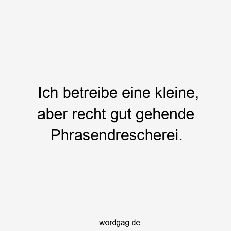 Ich betreibe eine kleine, aber recht gut gehende Phrasendrescherei.