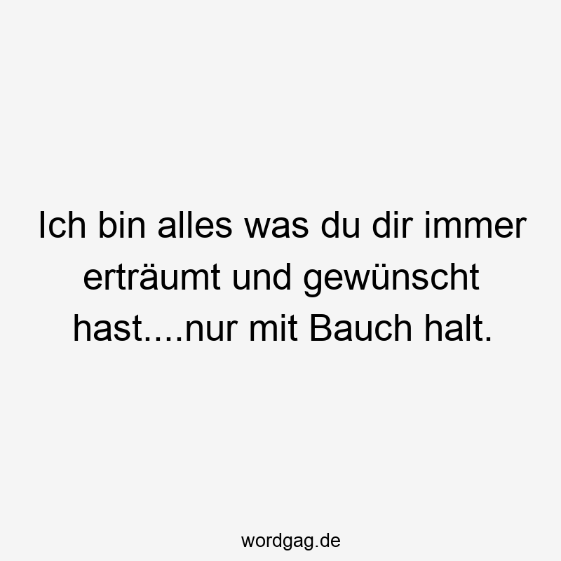Ich bin alles was du dir immer erträumt und gewünscht hast….nur mit Bauch halt.