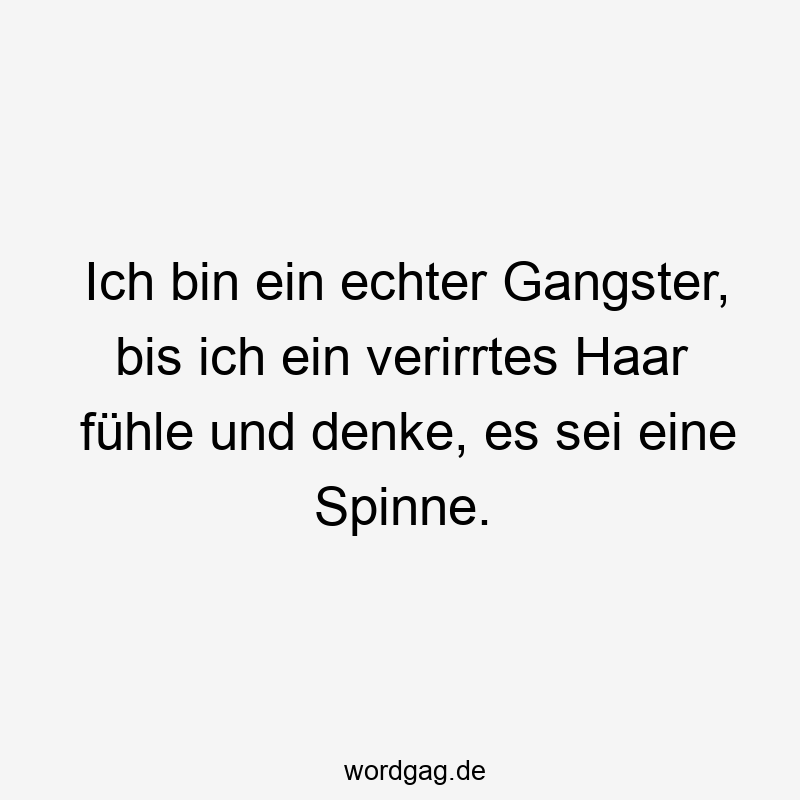 Ich bin ein echter Gangster, bis ich ein verirrtes Haar fühle und denke, es sei eine Spinne.