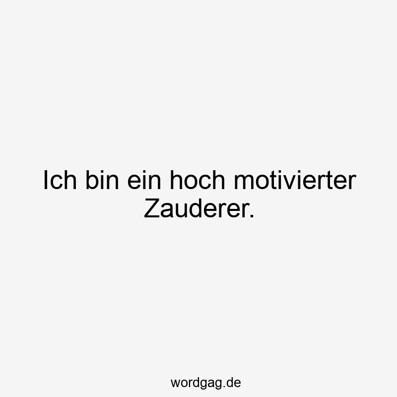 Ich bin ein hoch motivierter Zauderer.