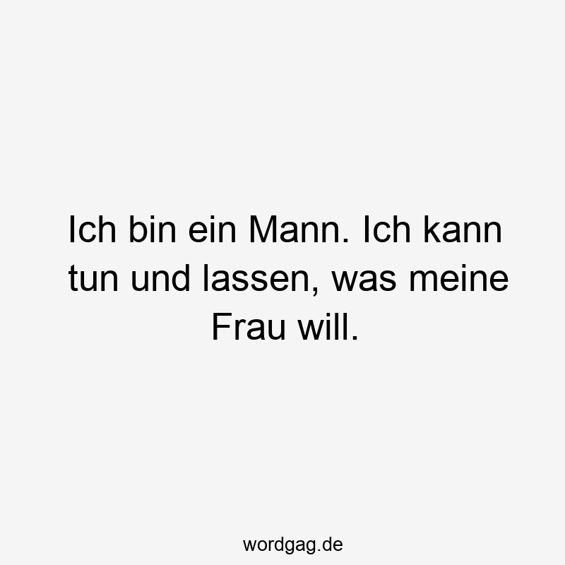 195 Lustige lassen Sprüche - Ich bin ein Mann. Ich kann tun und lassen, was meine Frau will.