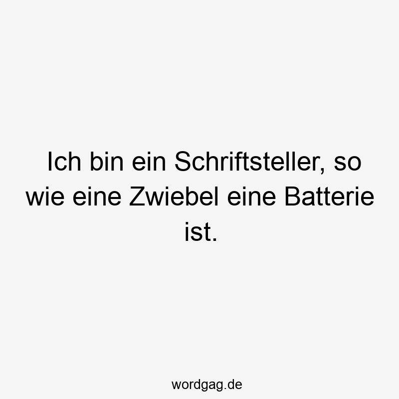 Ich bin ein Schriftsteller, so wie eine Zwiebel eine Batterie ist.