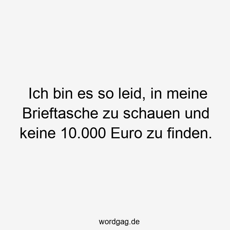 Ich bin es so leid, in meine Brieftasche zu schauen und keine 10.000 Euro zu finden.