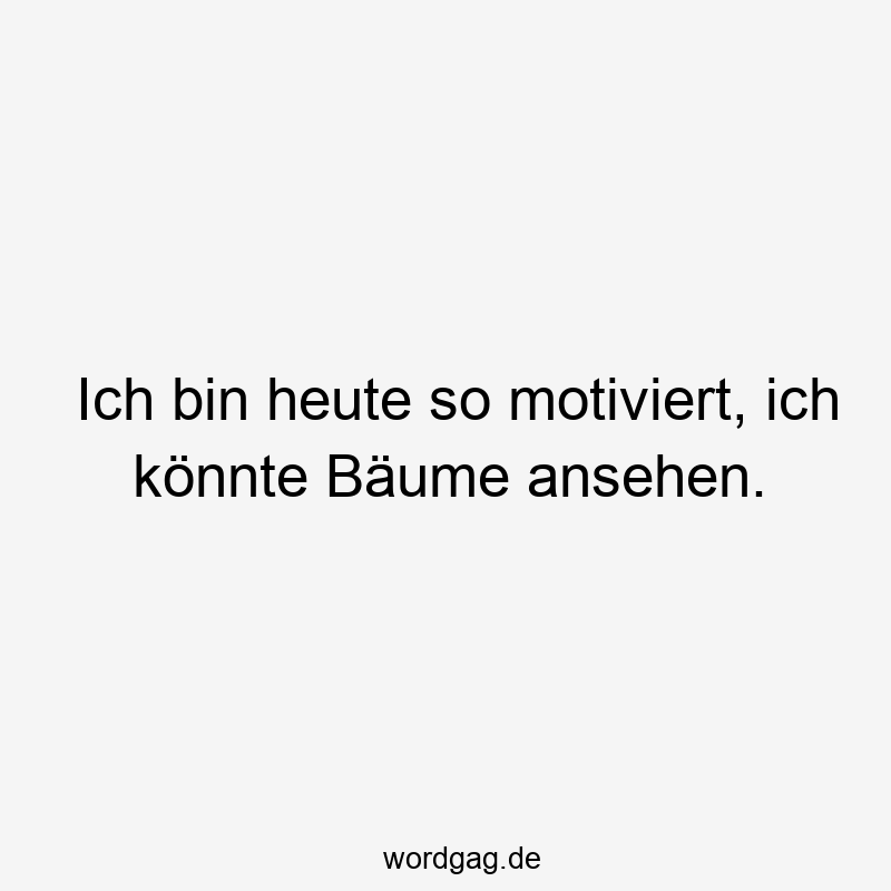 Lustige Sprüche: Natur - Ich bin heute so motiviert, ich könnte Bäume ansehen.