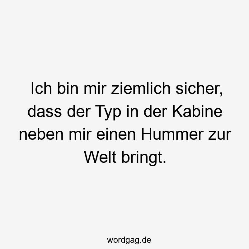 Ich bin mir ziemlich sicher, dass der Typ in der Kabine neben mir einen Hummer zur Welt bringt.