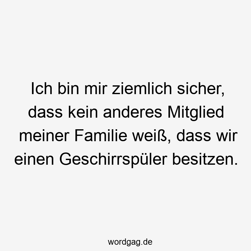 Ich bin mir ziemlich sicher, dass kein anderes Mitglied meiner Familie weiß, dass wir einen Geschirrspüler besitzen.