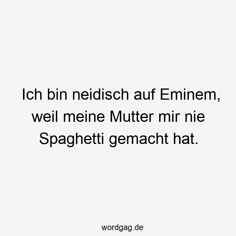 Ich bin neidisch auf Eminem, weil meine Mutter mir nie Spaghetti gemacht hat.