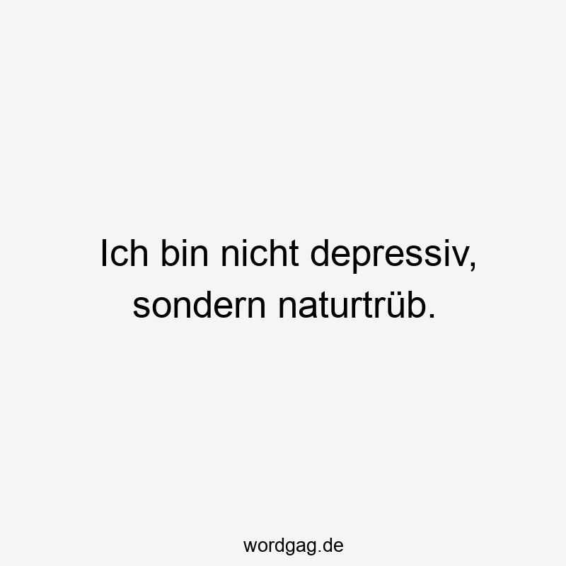Ich bin nicht depressiv, sondern naturtrüb.
