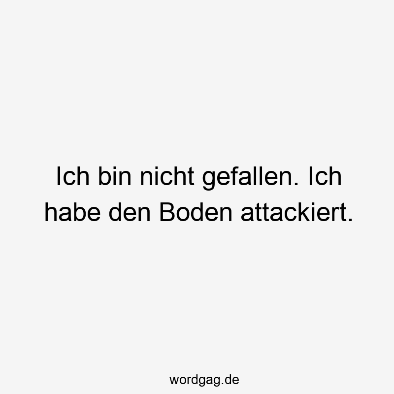 Lustige Sprüche: attackiert - Ich bin nicht gefallen. Ich habe den Boden attackiert.