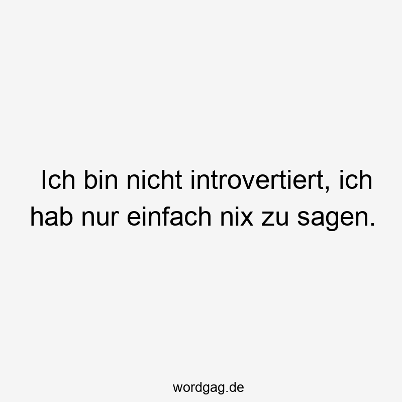 Ich bin nicht introvertiert, ich hab nur einfach nix zu sagen.