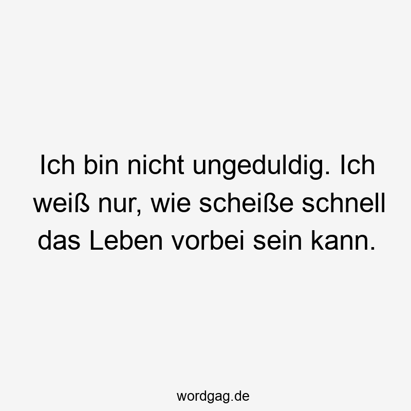 Ich bin nicht ungeduldig. Ich weiß nur, wie scheiße schnell das Leben vorbei sein kann.
