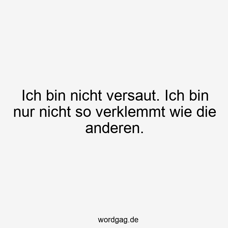 Ich bin nicht versaut. Ich bin nur nicht so verklemmt wie die anderen.