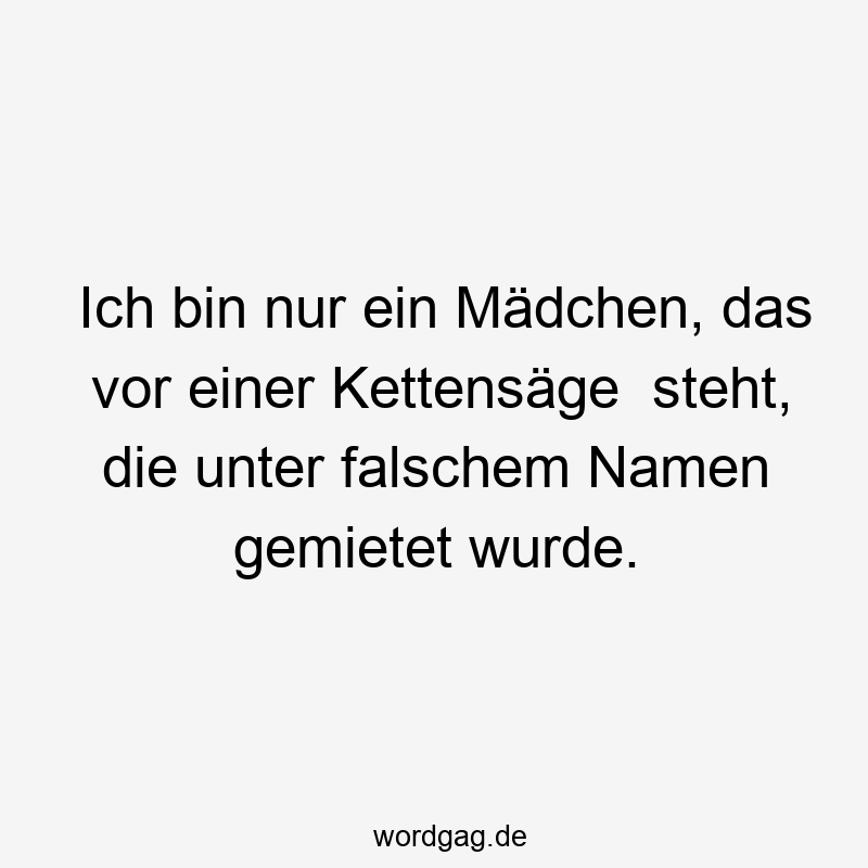 Ich bin nur ein Mädchen, das vor einer Kettensäge steht, die unter falschem Namen gemietet wurde.