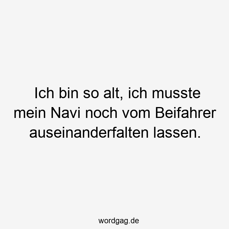 195 Lustige lassen Sprüche - Ich bin so alt, ich musste mein Navi noch vom Beifahrer auseinanderfalten lassen.