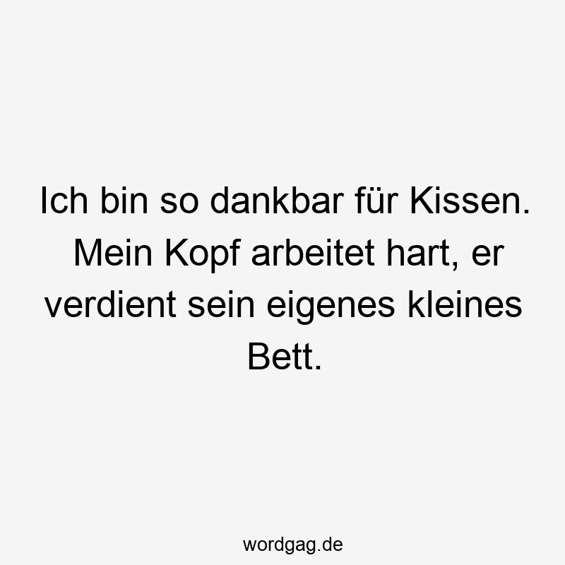 Ich bin so dankbar für Kissen. Mein Kopf arbeitet hart, er verdient sein eigenes kleines Bett.