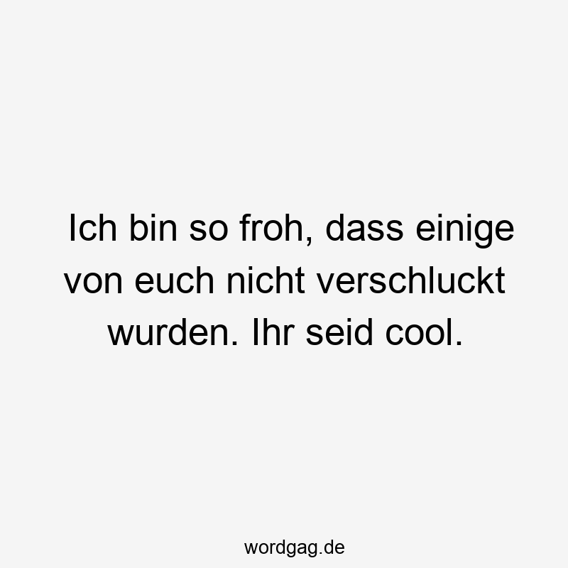 217 Lustige euch Sprüche - Ich bin so froh, dass einige von euch nicht verschluckt wurden. Ihr seid cool.