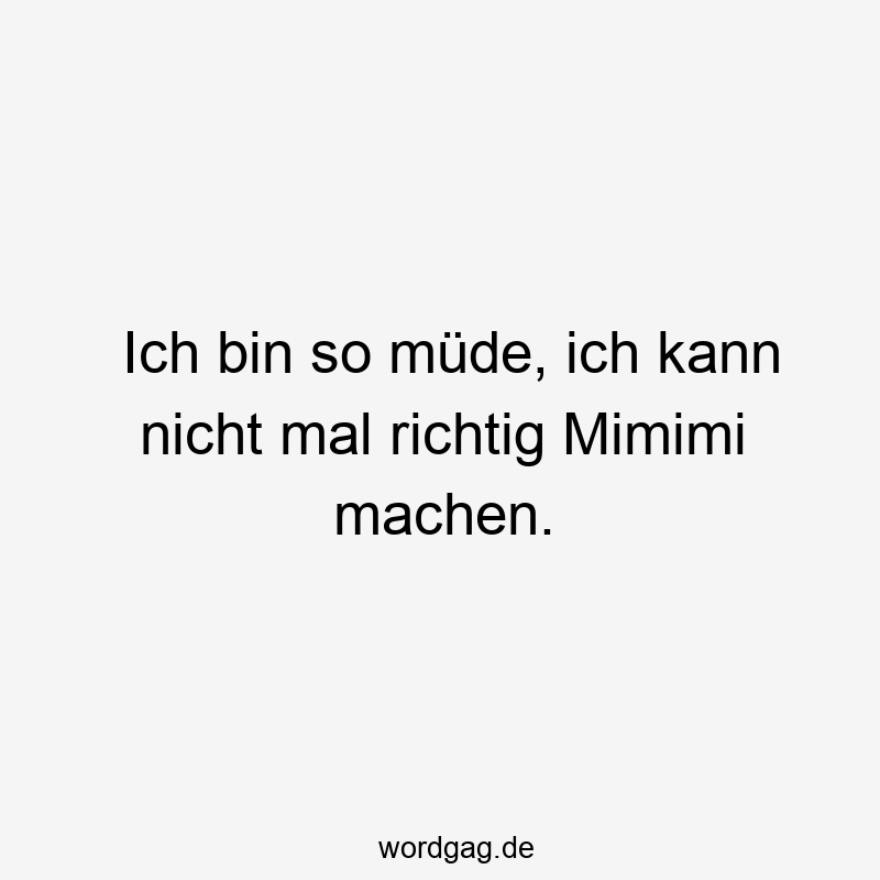 119 Lustige Müde Sprüche - Ich bin so müde, ich kann nicht mal richtig Mimimi machen.