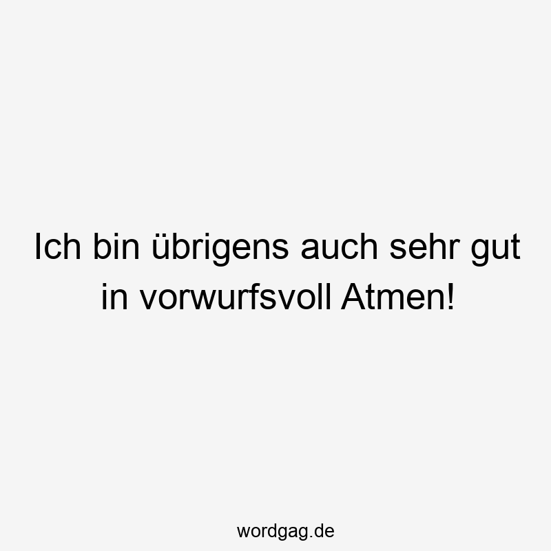 Ich bin übrigens auch sehr gut in vorwurfsvoll Atmen!