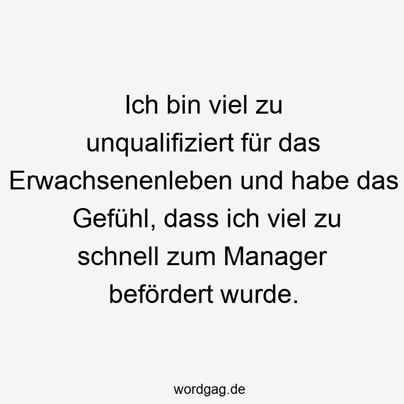 Ich bin viel zu unqualifiziert für das Erwachsenenleben und habe das Gefühl, dass ich viel zu schnell zum Manager befördert wurde.