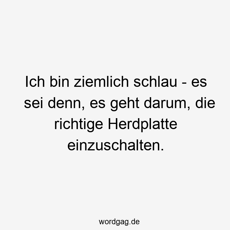 Ich bin ziemlich schlau - es sei denn, es geht darum, die richtige Herdplatte einzuschalten.