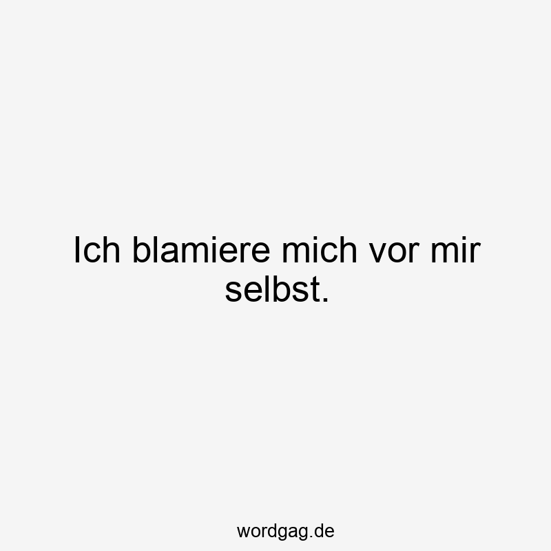 Ich blamiere mich vor mir selbst.