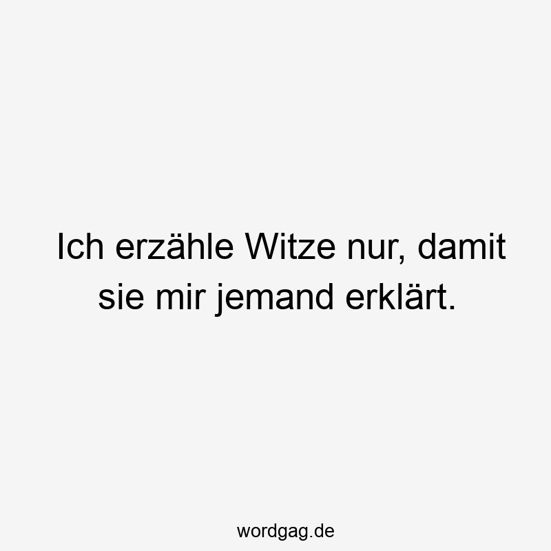 Lustige Sprüche: Witze - Ich erzähle Witze nur, damit sie mir jemand erklärt.