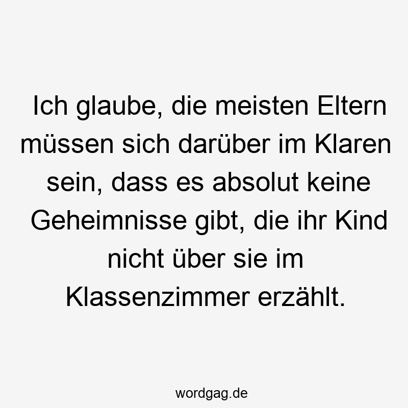 Ich glaube, die meisten Eltern müssen sich darüber im Klaren sein, dass es absolut keine Geheimnisse gibt, die ihr Kind nicht über sie im Klassenzimmer erzählt.