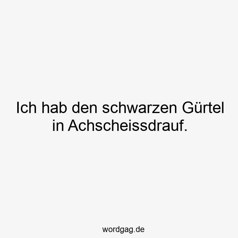 Lustige Sprüche: Achscheissdrauf - Ich hab den schwarzen Gürtel in Achscheissdrauf.