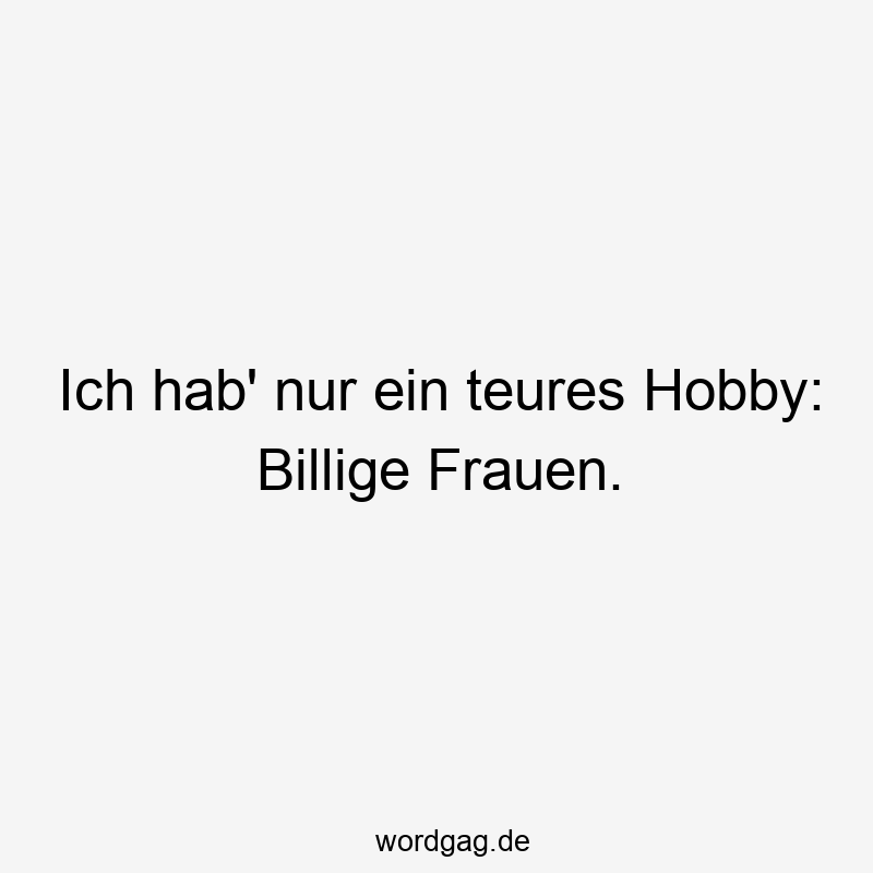 Ich hab' nur ein teures Hobby: Billige Frauen.