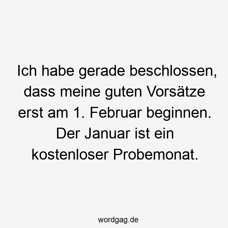 Ich habe gerade beschlossen, dass meine guten Vorsätze erst am 1. Februar beginnen. Der Januar ist ein kostenloser Probemonat.