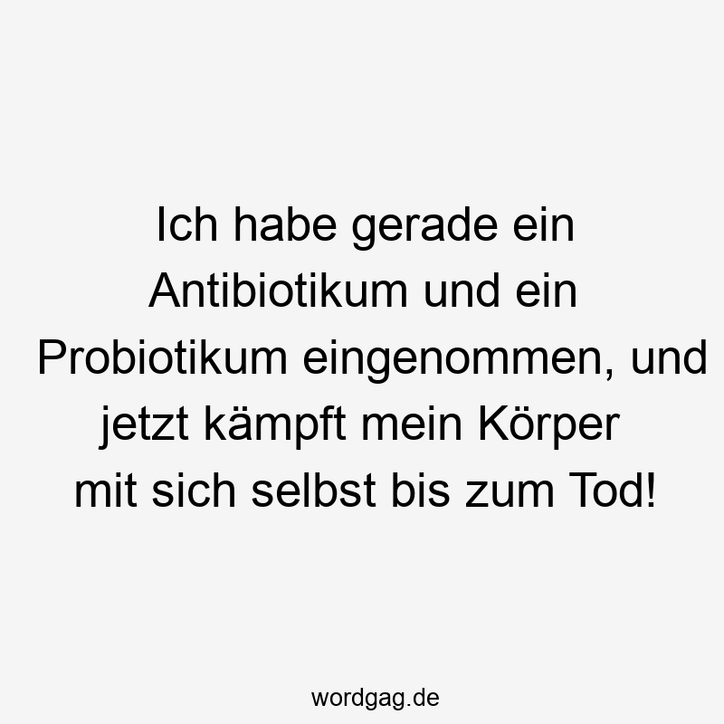 Ich habe gerade ein Antibiotikum und ein Probiotikum eingenommen, und jetzt kämpft mein Körper mit sich selbst bis zum Tod!