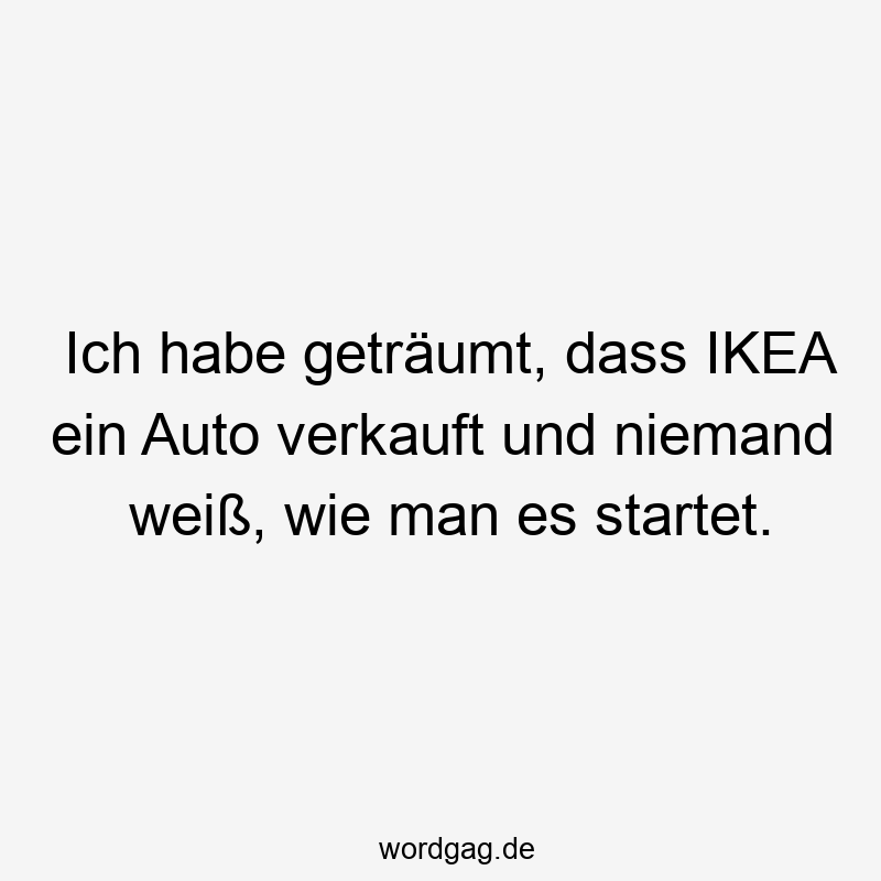 Ich habe geträumt, dass IKEA ein Auto verkauft und niemand weiß, wie man es startet.