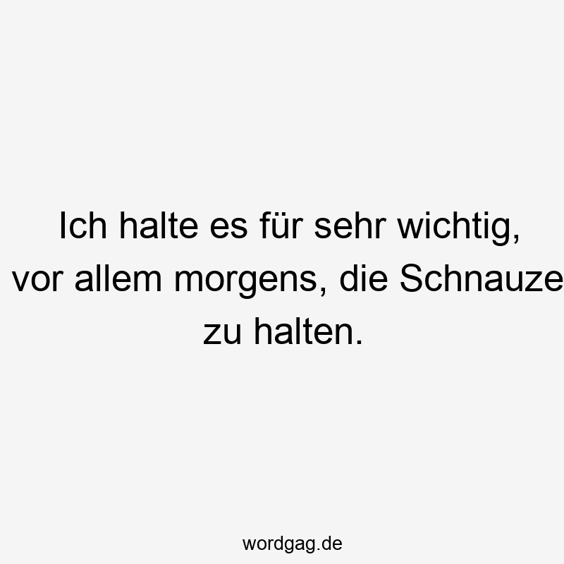 Ich halte es für sehr wichtig, vor allem morgens, die Schnauze zu halten.