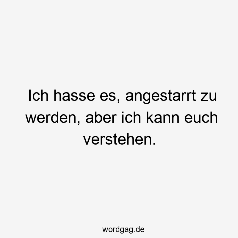 Ich hasse es, angestarrt zu werden, aber ich kann euch verstehen.