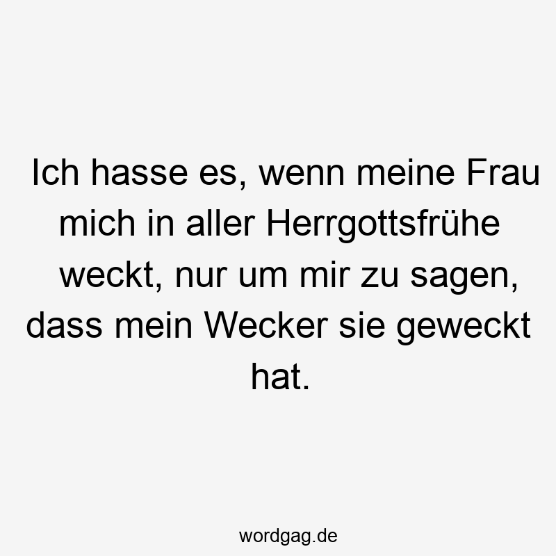 Ich hasse es, wenn meine Frau mich in aller Herrgottsfrühe weckt, nur um mir zu sagen, dass mein Wecker sie geweckt hat.
