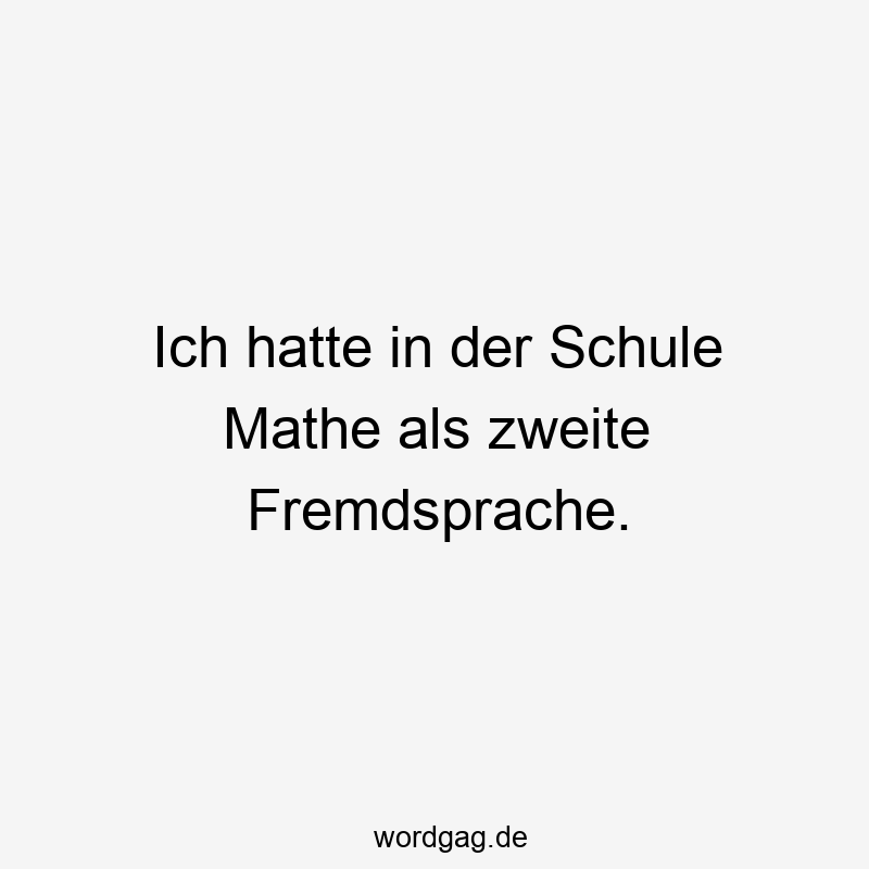 Ich hatte in der Schule Mathe als zweite Fremdsprache.