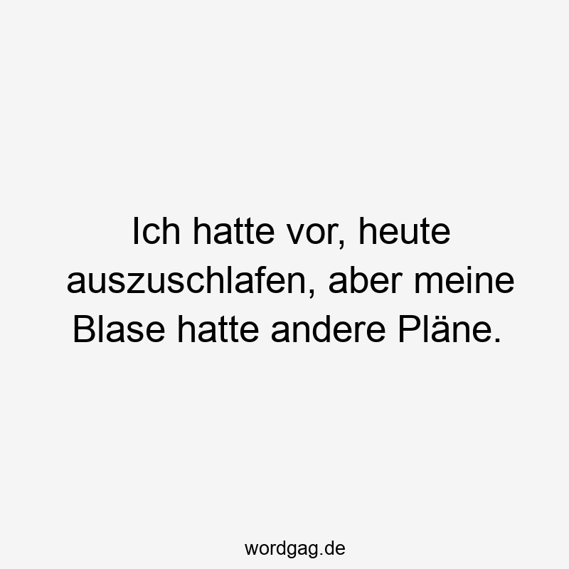Ich hatte vor, heute auszuschlafen, aber meine Blase hatte andere Pläne.