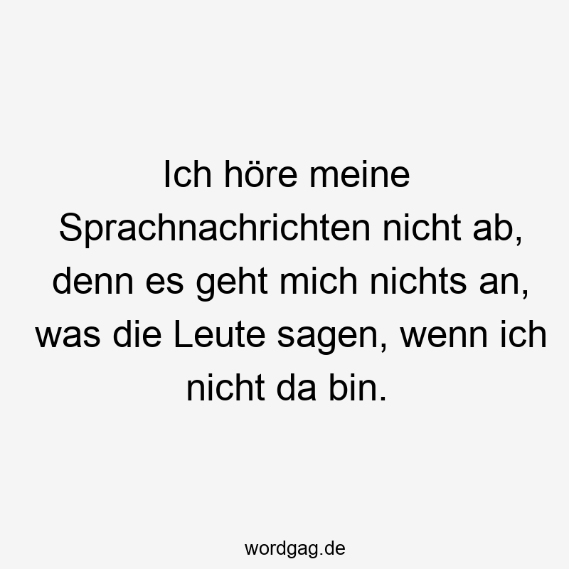 Ich höre meine Sprachnachrichten nicht ab, denn es geht mich nichts an, was die Leute sagen, wenn ich nicht da bin.