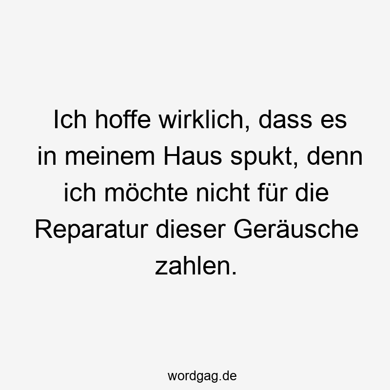 Ich hoffe wirklich, dass es in meinem Haus spukt, denn ich möchte nicht für die Reparatur dieser Geräusche zahlen.