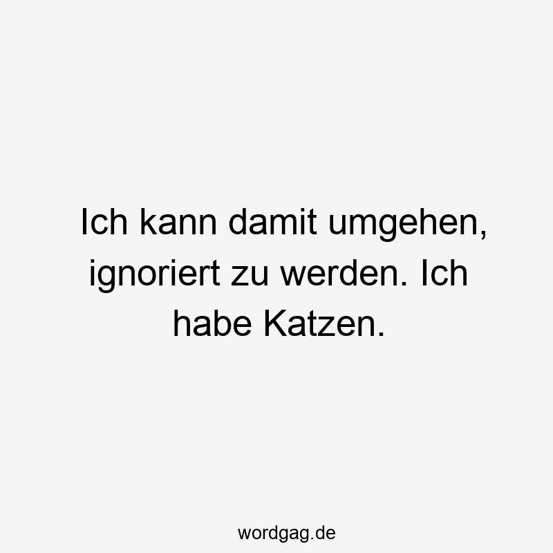 Ich kann damit umgehen, ignoriert zu werden. Ich habe Katzen.
