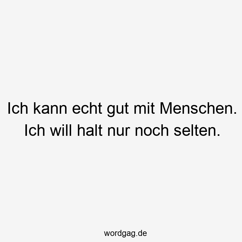 Ich kann echt gut mit Menschen. Ich will halt nur noch selten.