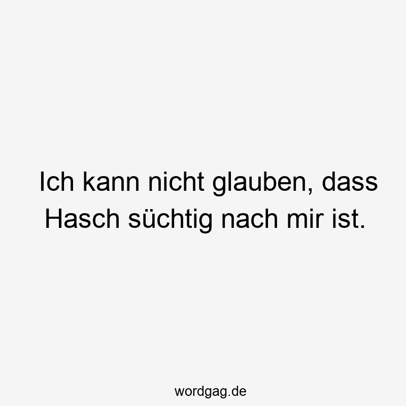 Ich kann nicht glauben, dass Hasch süchtig nach mir ist.