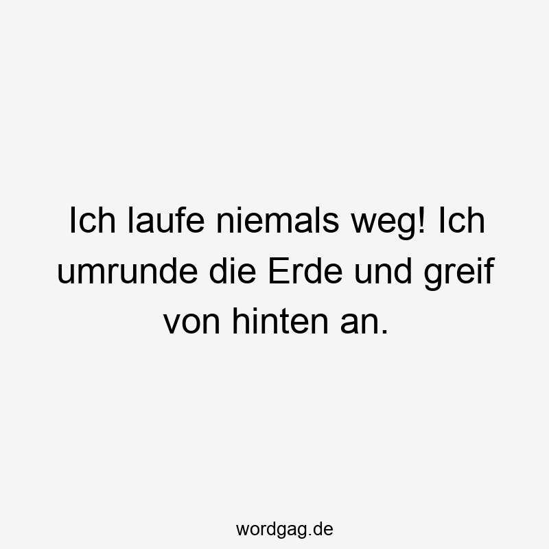 Ich laufe niemals weg! Ich umrunde die Erde und greif von hinten an.
