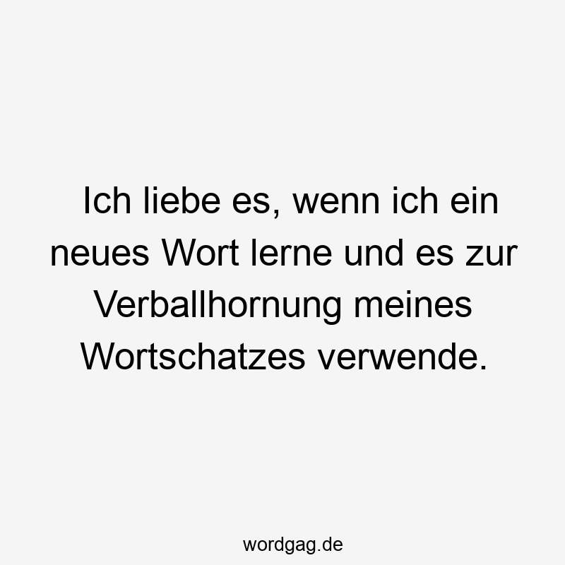 Ich liebe es, wenn ich ein neues Wort lerne und es zur Verballhornung meines Wortschatzes verwende.