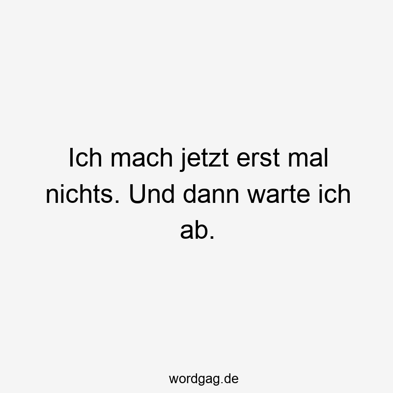 Ich mach jetzt erst mal nichts. Und dann warte ich ab.