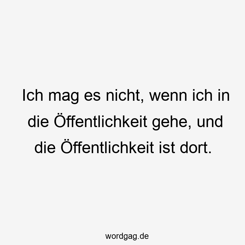 Ich mag es nicht, wenn ich in die Öffentlichkeit gehe, und die Öffentlichkeit ist dort.