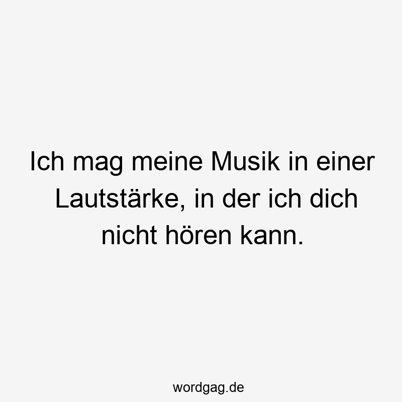 Lustige Sprüche: Lautstärke - Ich mag meine Musik in einer Lautstärke, in der ich dich nicht hören kann.