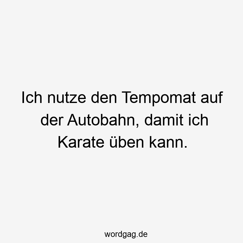 Ich nutze den Tempomat auf der Autobahn, damit ich Karate üben kann.