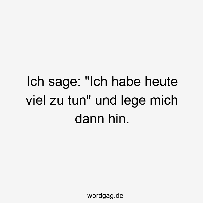 Ich sage: „Ich habe heute viel zu tun“ und lege mich dann hin.