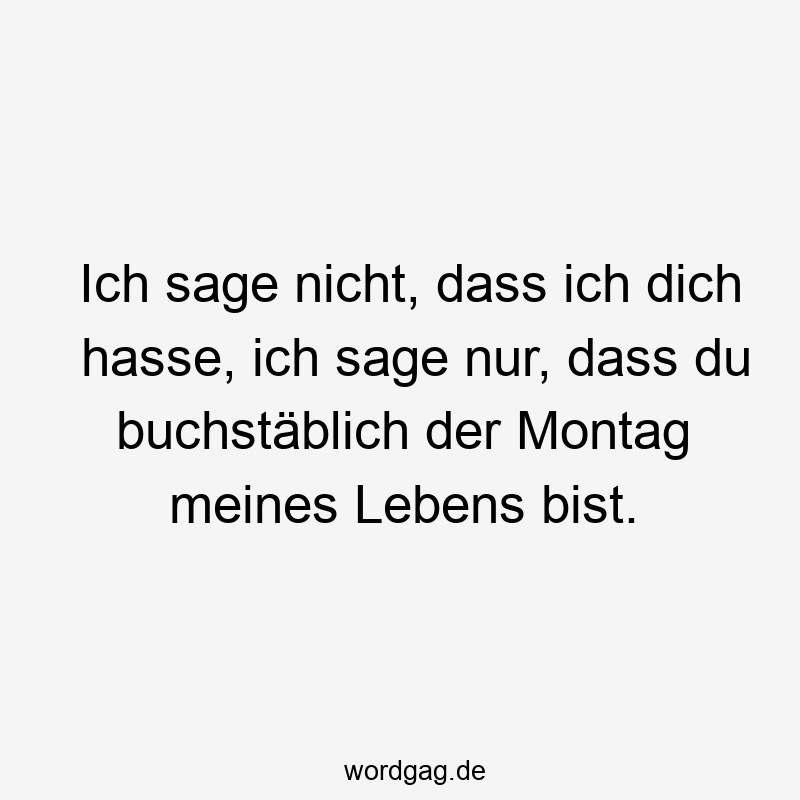 Ich sage nicht, dass ich dich hasse, ich sage nur, dass du buchstäblich der Montag meines Lebens bist.